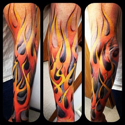 flame sleeve tattoo|More.